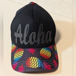 Robin Ruth Black Aloha Hat with Colorful Pineapples